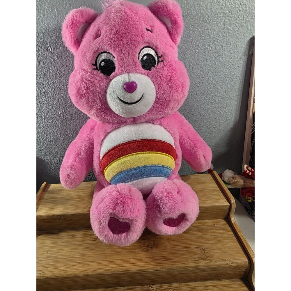 Care Bears Cheer Bear Plush 2020 Pink with Rainbow Belly 14" Stuffed Animal Toy